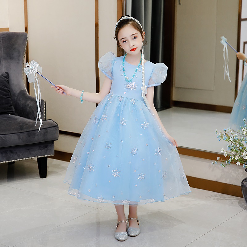 Snow White Costume Fairy Style Dresses Sparkly Princess Dress Blue Sequin Dress Evening Cosplay Party Prom Dress alx