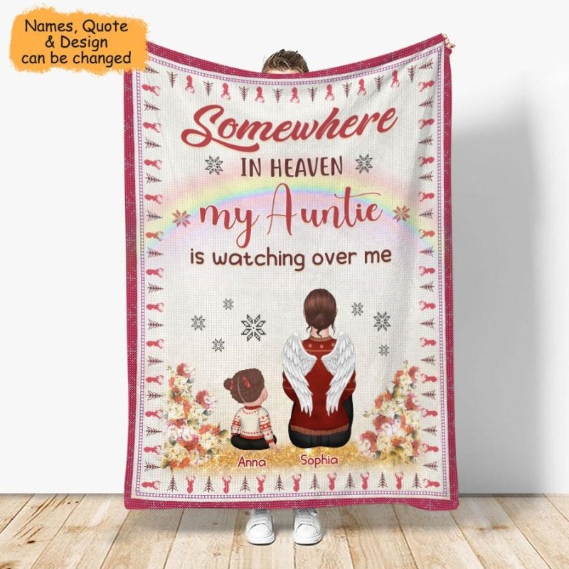 Auntie In Heaven Personalized Christmas Blanket