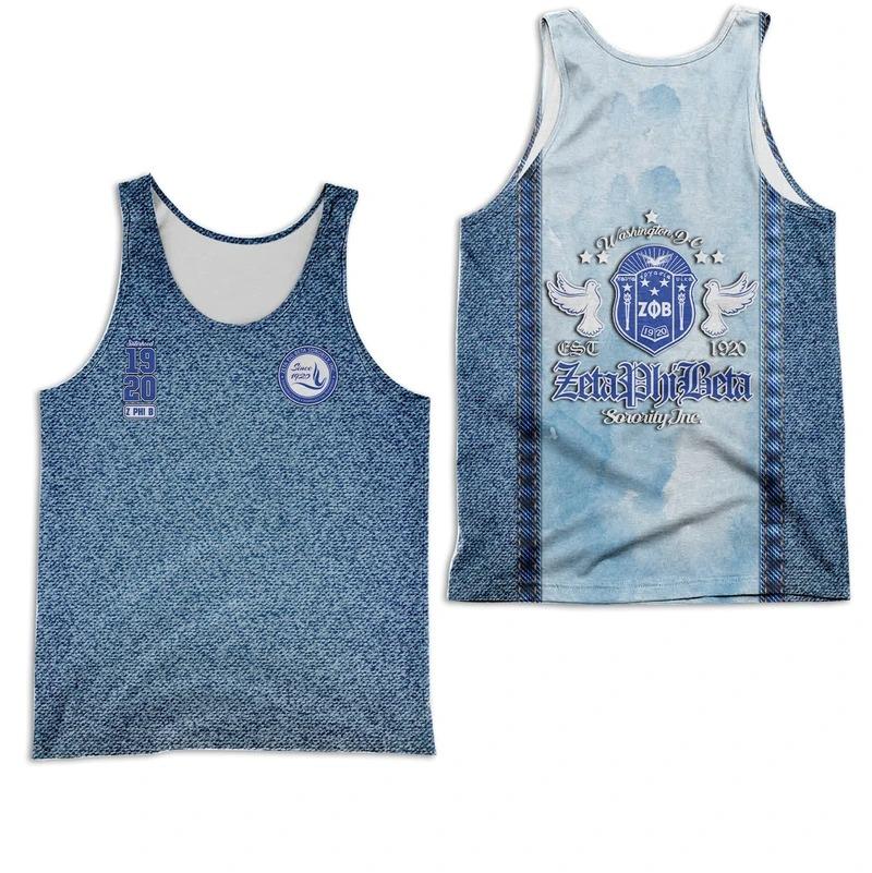 Wonderprint Tank Top Zeta Phi Beta Jeans Style Racerback Tank