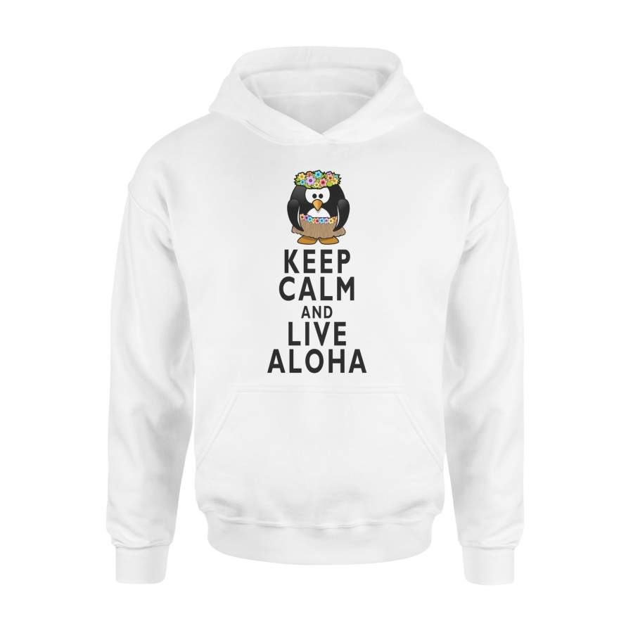 Keep Calm Live Aloha Penguin Honolulu Waikiki Hoodie