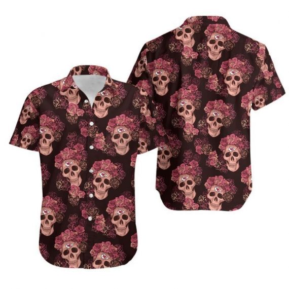 Gift For Husband Dad Kansas City Chiefs Mystery Skull And Flower Hawaii Shirt Ha49546