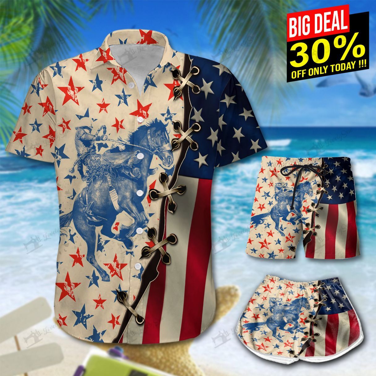 America Saddle Bronc Hawaiian Shirt Shorts Ha2078