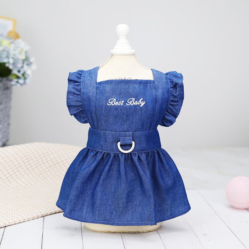 Pet Clothing For Dogs And Cats Small Dog Dress Denim Skirt Puppy Clothes Accessories Spring Summer Cat Harness Jean Collars alx