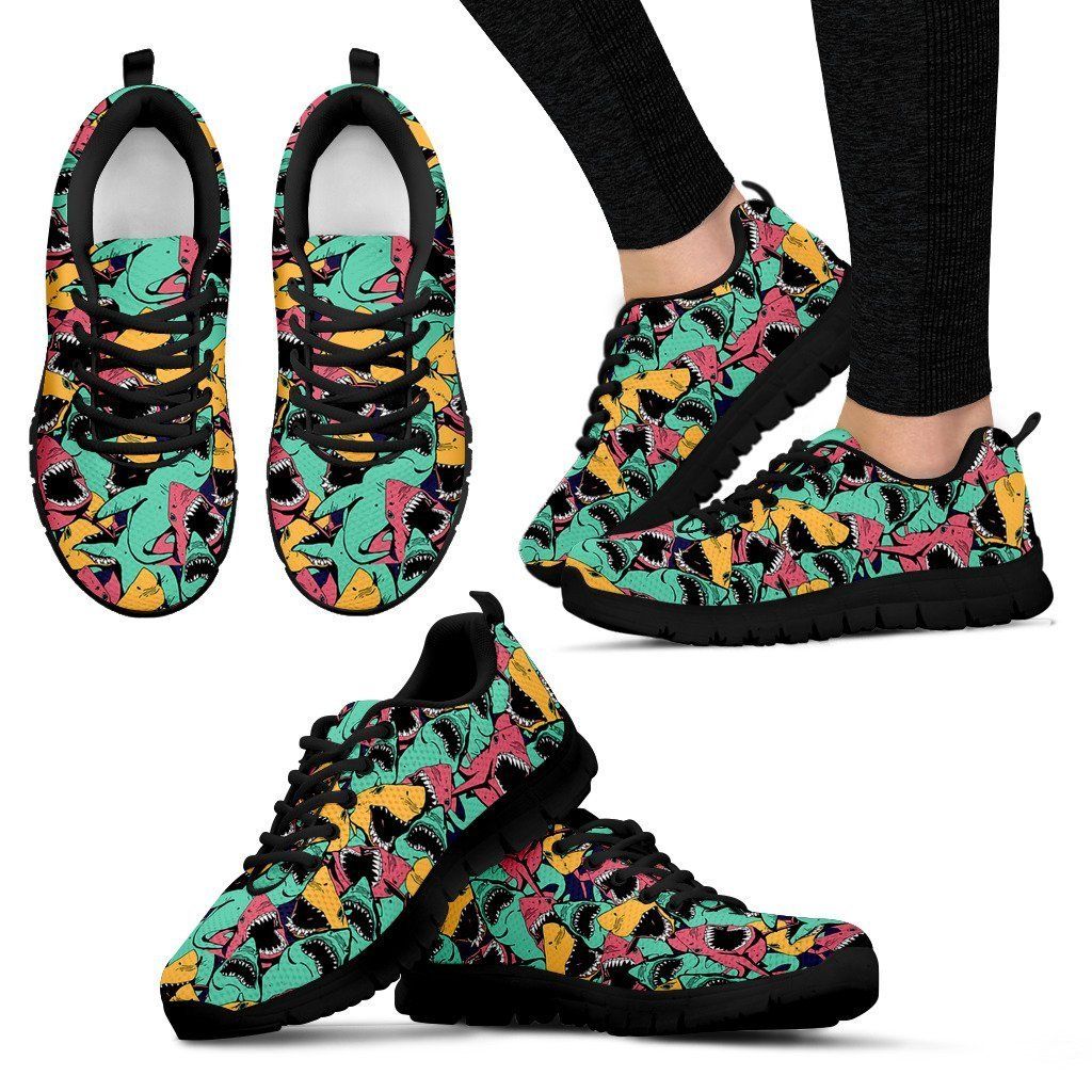 Shark Pattern Print Sneakers Shoes