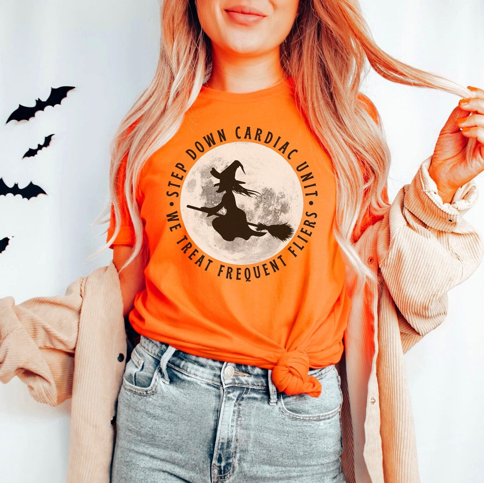 Halloween Nurse Shirt – Step Down Cardiac Unit: Frequent Fliers, Spooky Funny Halloween Nursing Humor T-Shirt Fall TShirt Boo Crew Rn Tee