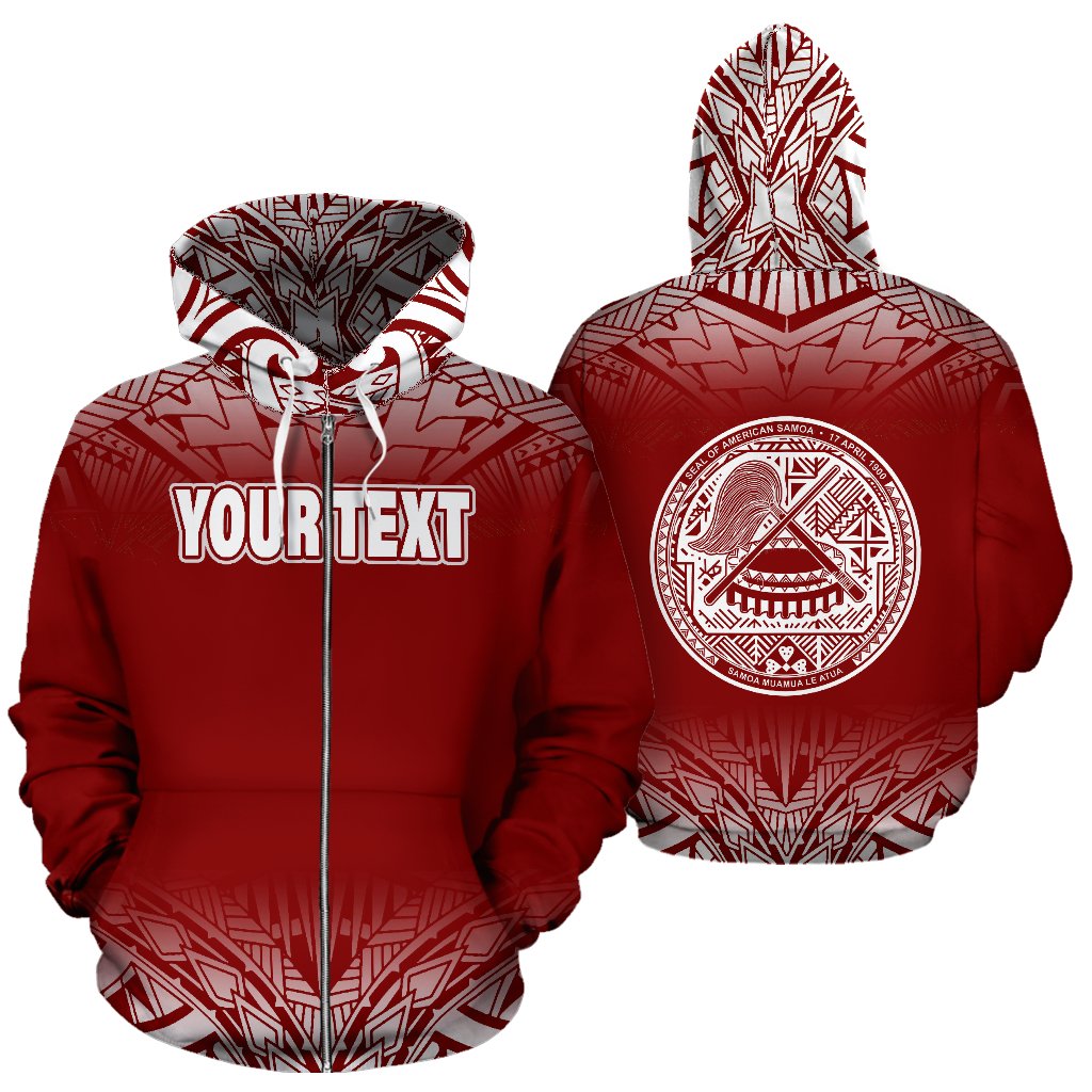 American Samoa Custom Personalised All Over Zip-Up Hoodie – Fog Red – BN09