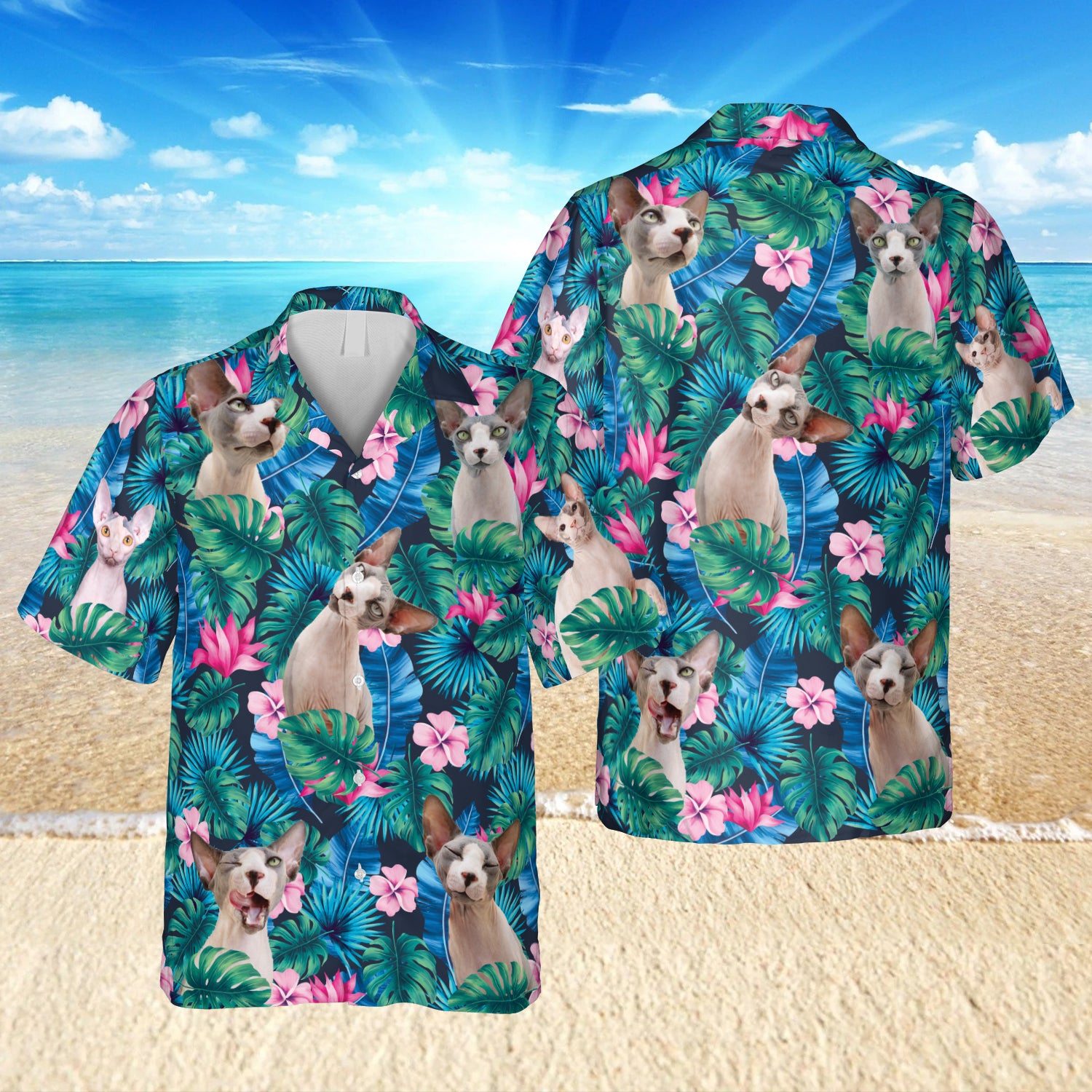 Sphynx Cats Hibicus Flowers Hawaiian Kalaha Shirts Ha8899