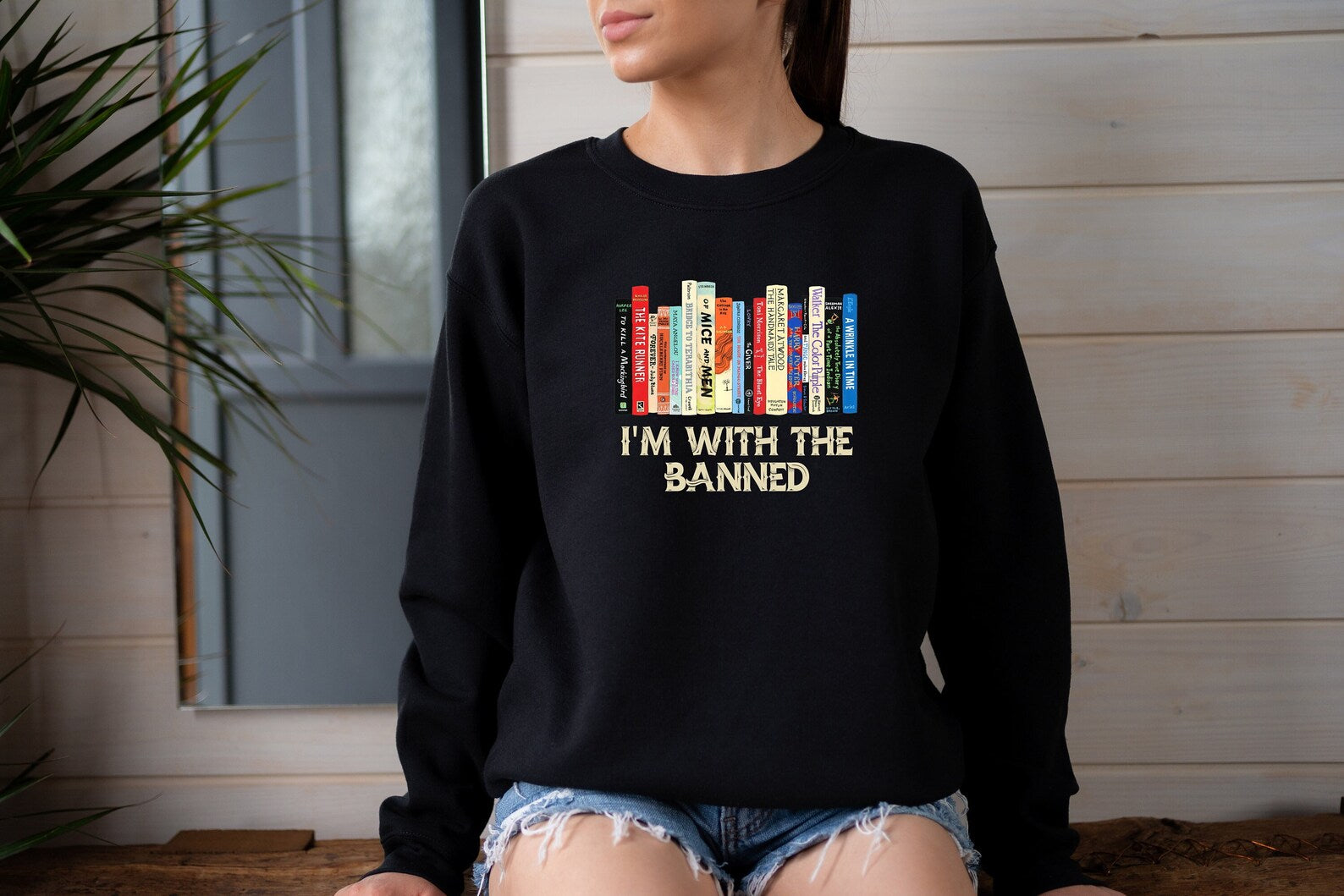 I’M With The Banned Sweatshirt 2D Crewneck Sweatshirt All Over Print Sweatshirt For Women Sweatshirt For Men Sws3871