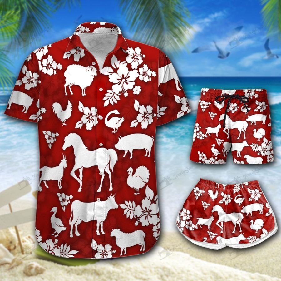 Farm Animal Hawaiian Shirt Shorts Ha38502