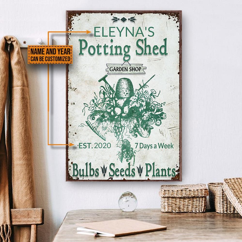 Aeticon Gifts Personalized Garden Metal Potting Shed Canvas Mom Dad Gift Home Decor