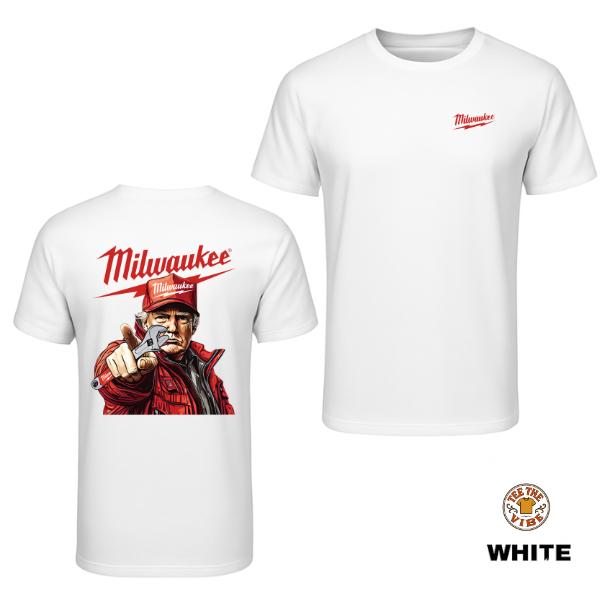 Milwaukee T-Shirt – Bold Worker Graphic with Wrench – Unisex, Relaxed Fit, Short Sleeve, Machine Washable