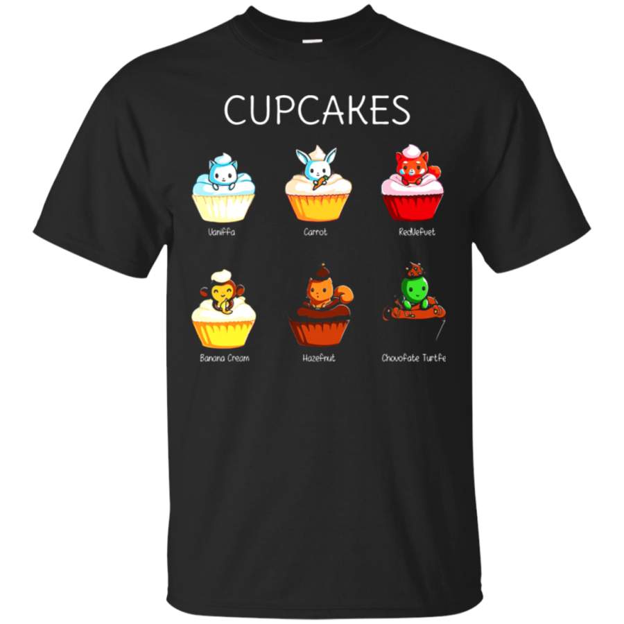 AGR Cute Animal Cupcakes Cat Bunny Fox Monkey T-Shirt