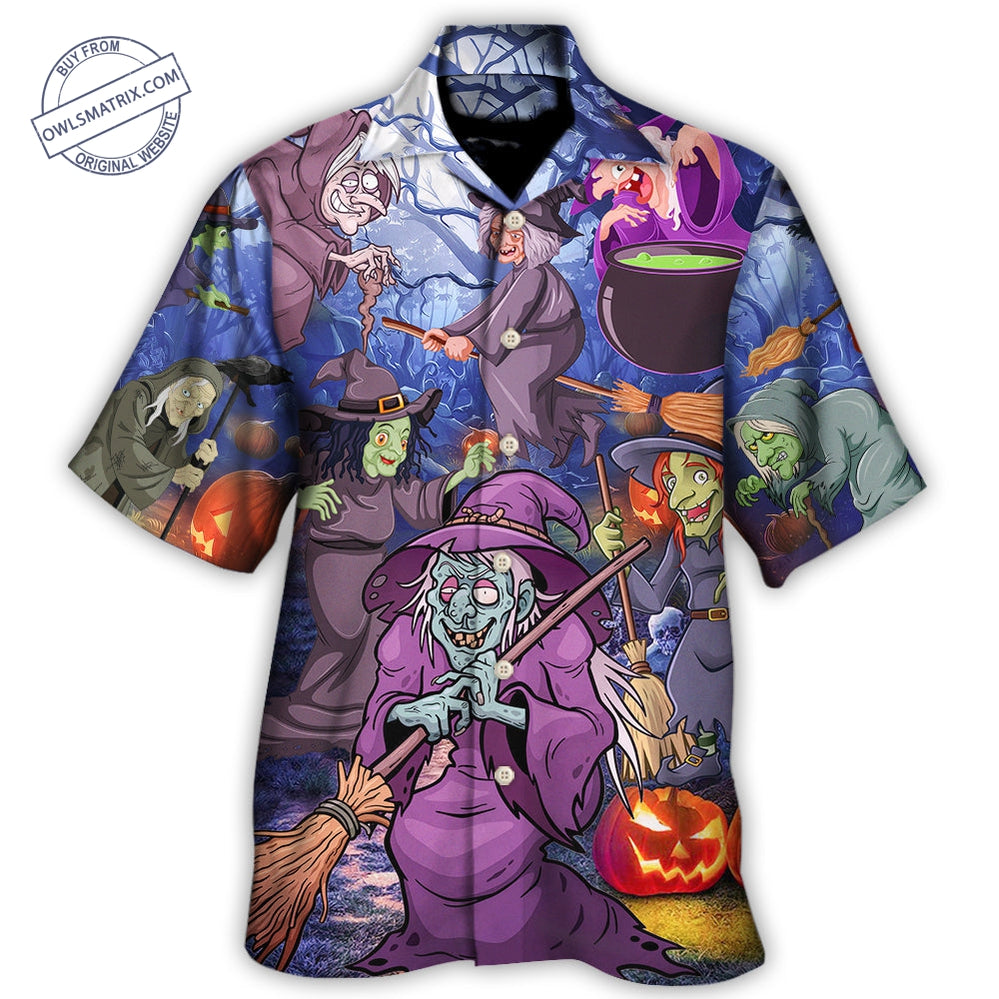 Halloween Funny Witch Pumpkin In The Magic Forest Hawaii Shirt Ha62270