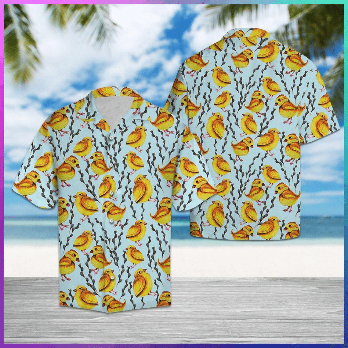 Yellow Chicken Hawaiian Shirts Aloha Hawaii Shirt 3D Hawaiian Shirt