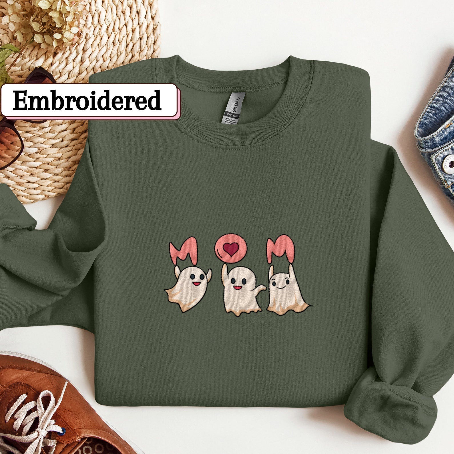 Mom Embroidered Sweatshirt 2D Crewneck Sweatshirt All Over Print Sweatshirt For Women Sweatshirt For Men Sws5203