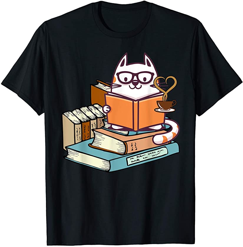 Cute Cat Reading Book – Best Kitten Kitty Paw Lover Gift T-Shirt