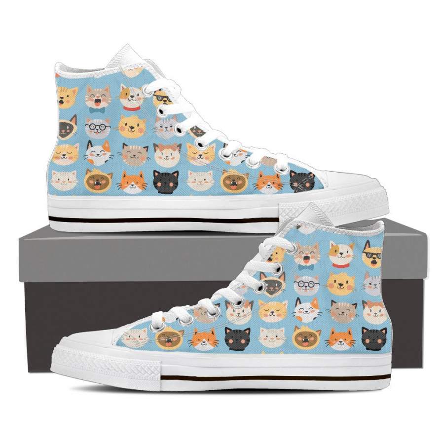 Blue Cat Faces High Tops (Women’s)