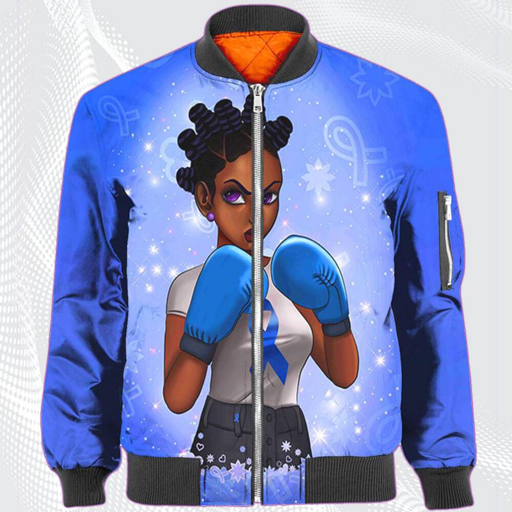 African American Hoodies Pretty Black American Girl Black Women Dreadlock Puff Blue Cancer All Over Print Womens Hooded Sweatshirt Black History Month