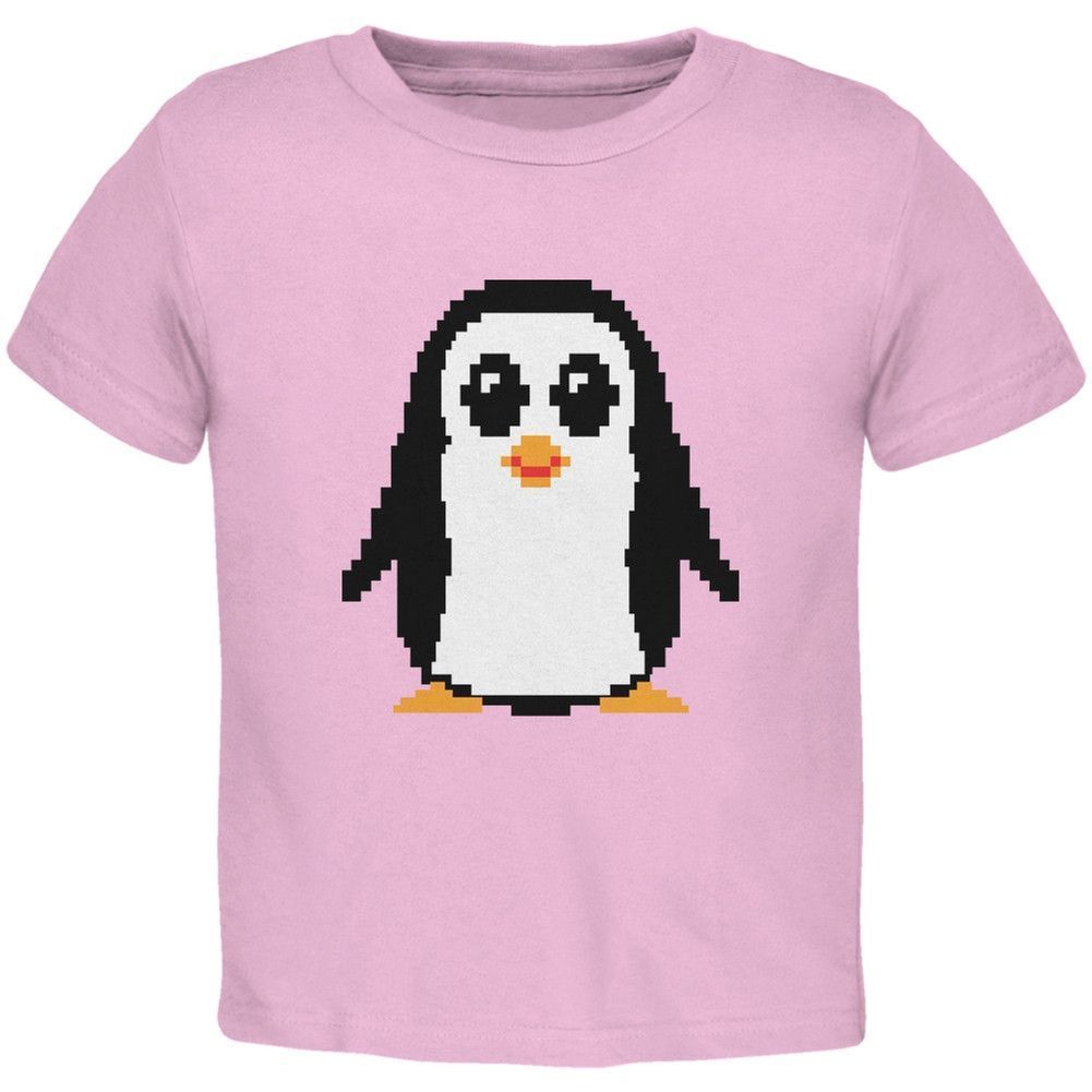 8 Bit Penguin Light Pink Shirt