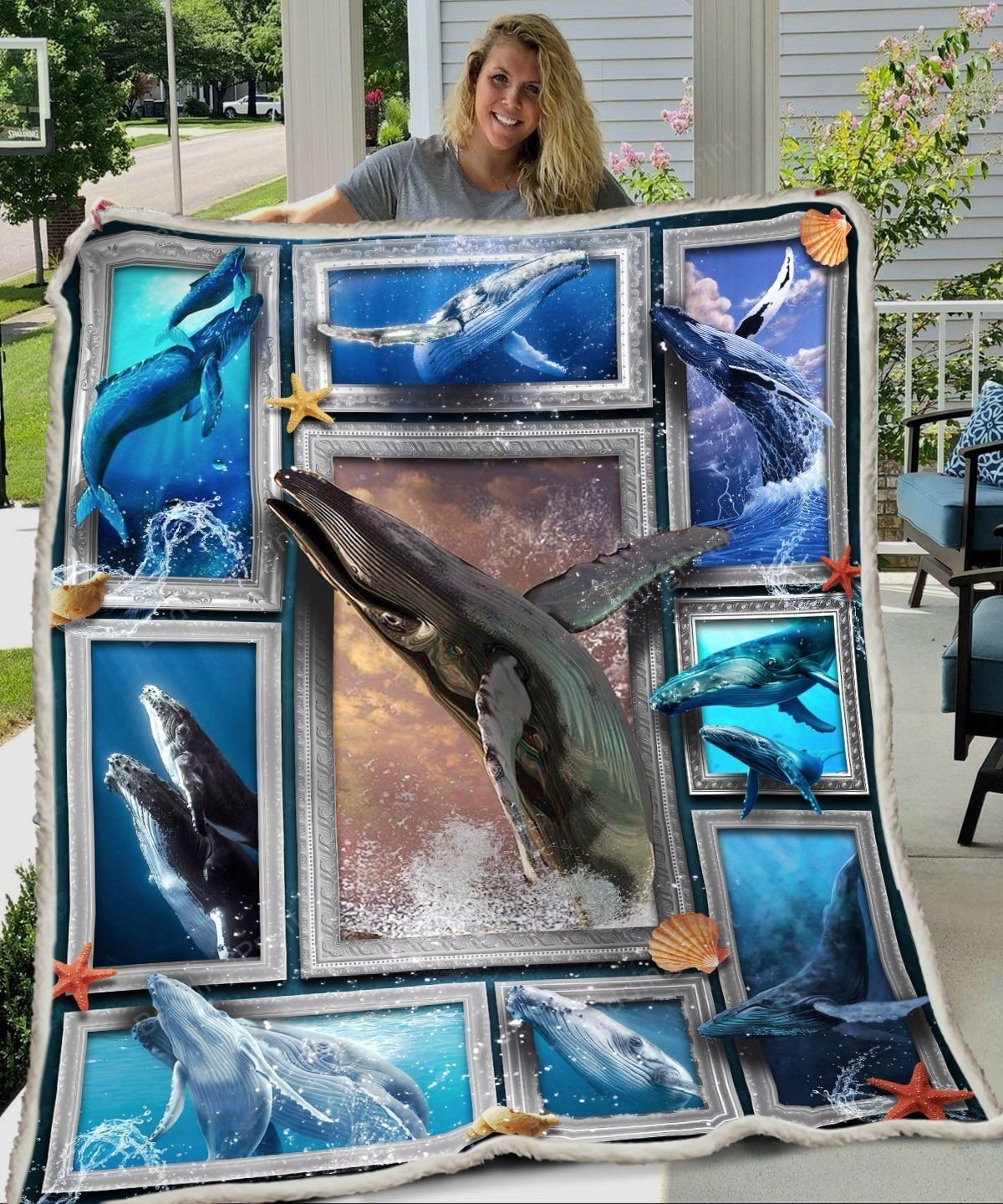 3D Huge Whale Fleece Blanket