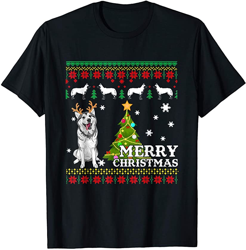 Siberian Husky Ugly Sweater Christmas Cute Dog Gift T-Shirt