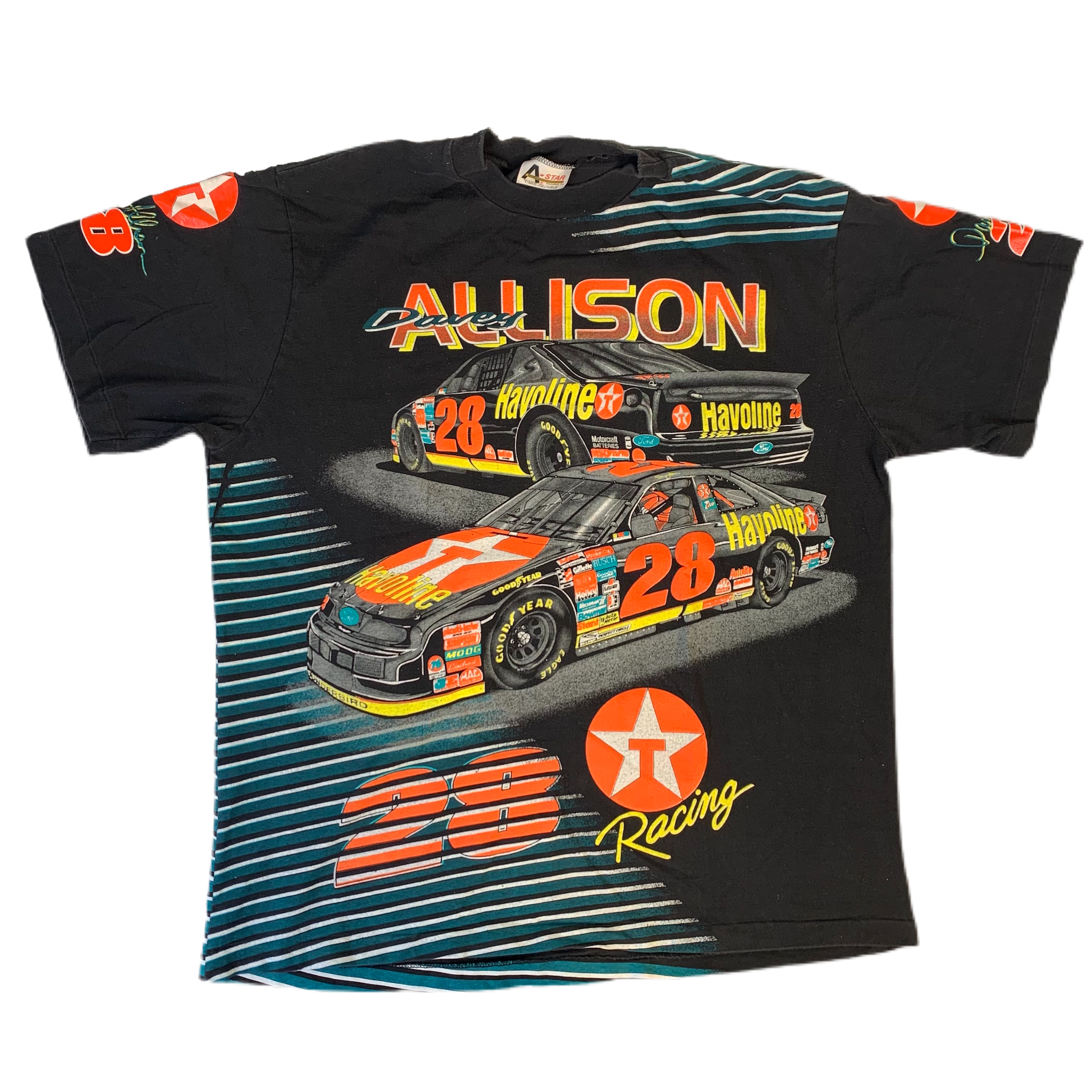 Vintage Nascar Davey Allison “Havoline” All Over Print T-Shirt