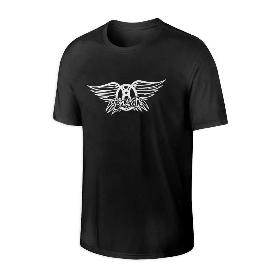 Aerosmith Logo Music Men Tops Short Sleeve T-Shirt Black