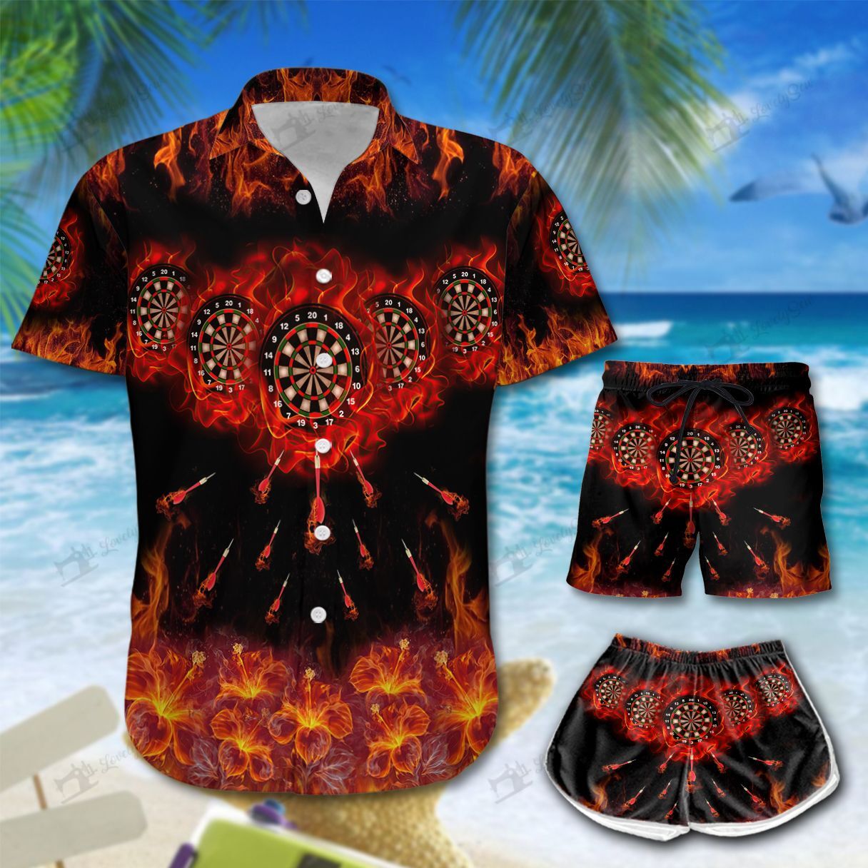 Darts Hibiscus Hawaiian Shirt Shorts Ha67986