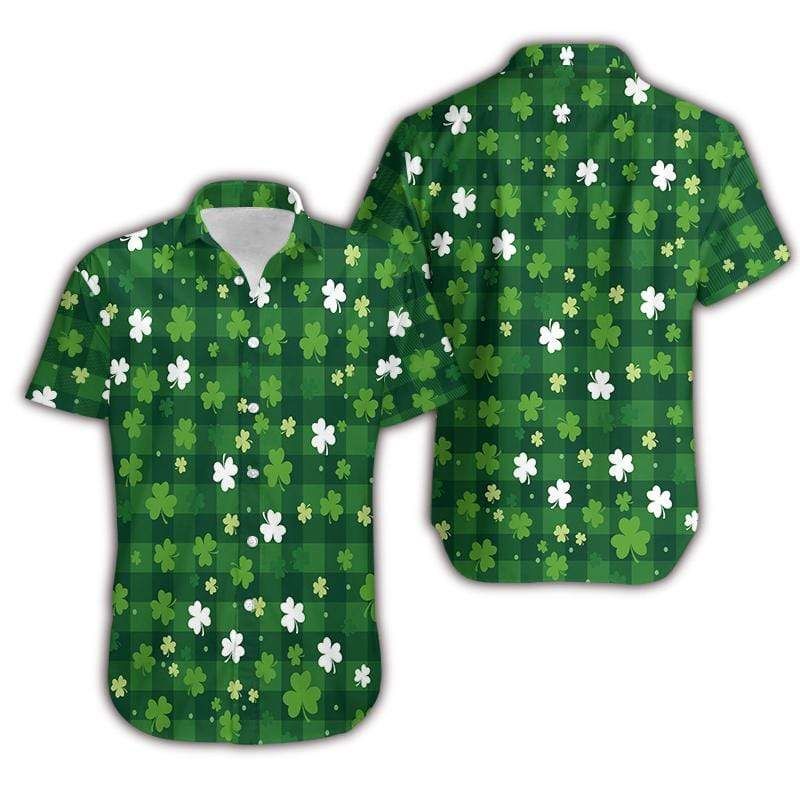 Irish Pride Happy Day Shamrock Tartan Hawaii Aloha Shirts Ha105310