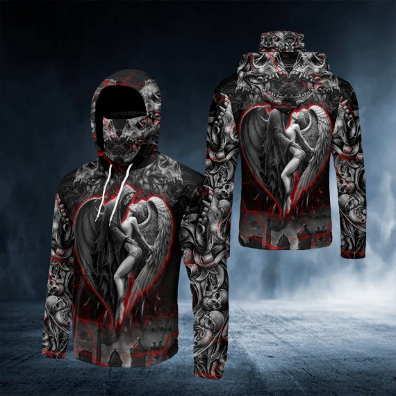 Death And Angel Forbidden Couple Love Skull 3D All Over Printed Bandana Hoodie Us Size