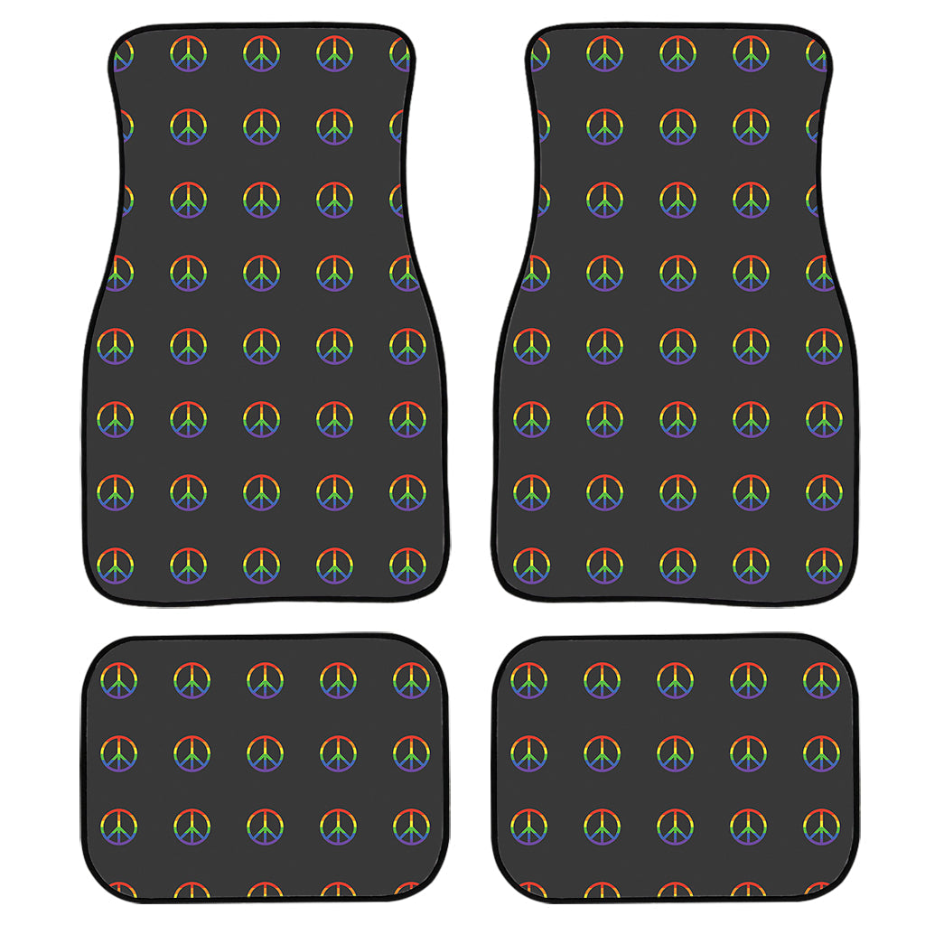 Rainbow Lgbt Peace Sign Pattern Print Front And Back Car Floor Mats, Front Car Mat