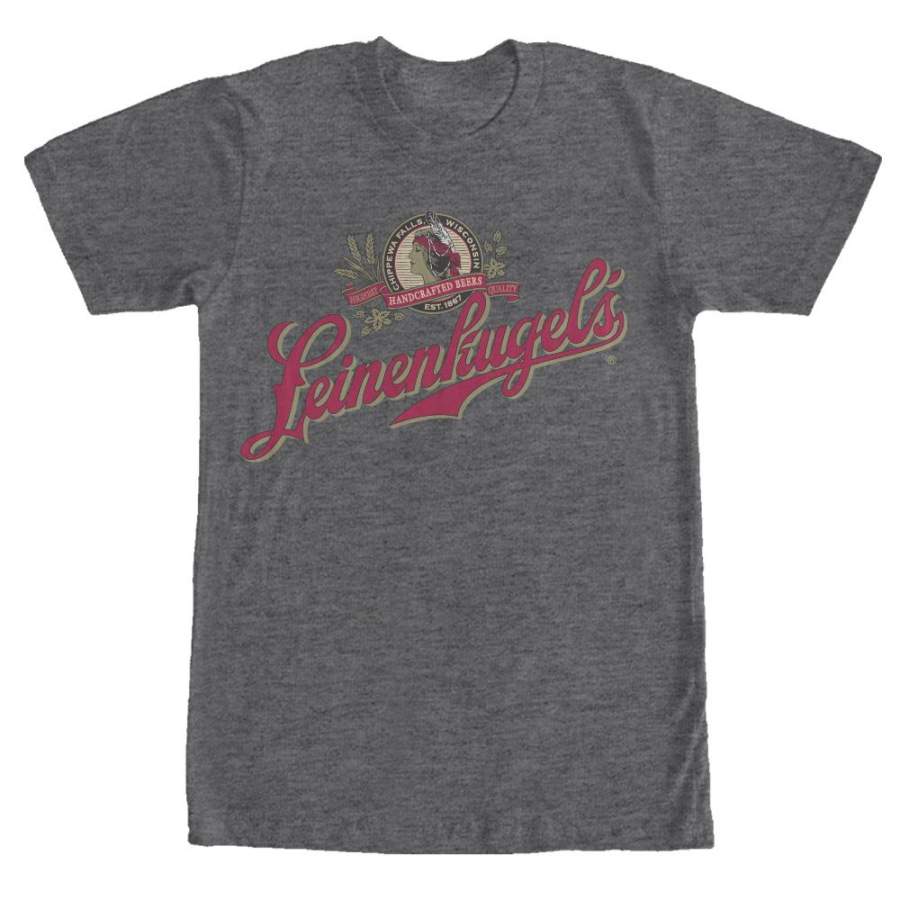 Beer Men’s Leinenkugel’s Logo  T Shirt Charcoal Heather