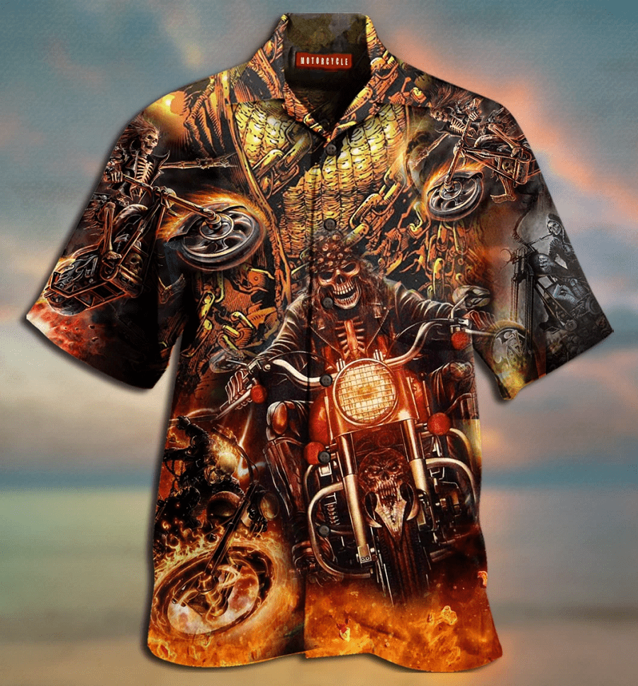 Amazing Skull Motorcycle Racing Hawaiian Shirt | Unisex | Full Size | Adult | Colorful | HW2259