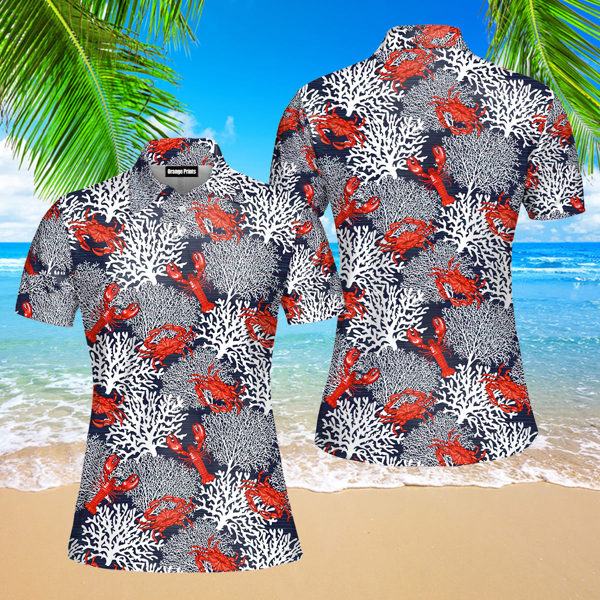 Funny Crabs And Lobsters Summer Polo Shirt | For Women | Po5559