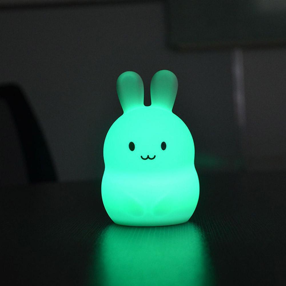 7 Colors Bear Rabbit Night Light Silicone Soft Cartoon LED USB Lamp Children Baby Nursery Lamp Bedside led Night Light alx