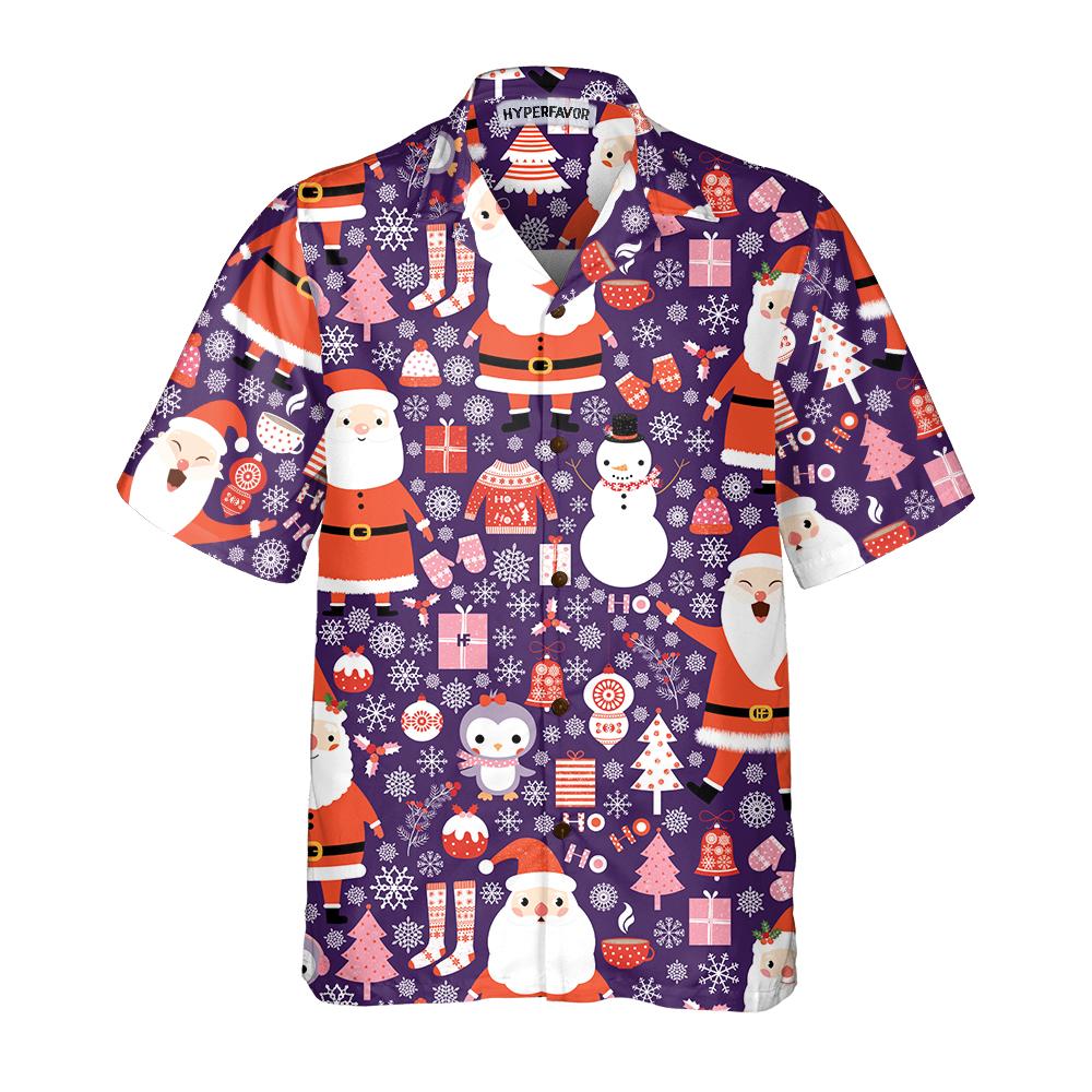 Seamless Christmas Pattern With Santa Claus Hawaii Funny Hawaii Shirt Ha69315