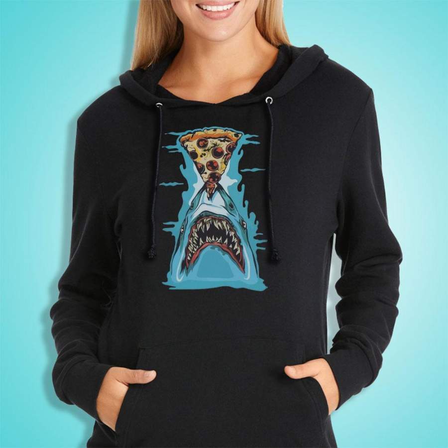 Brand New Full Color Pizza Shark Women’S Hoodie