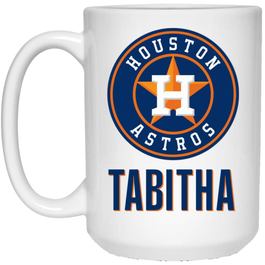 Custom Personalized Houston Astros Logo Tabitha 21504 15 oz. White Mug