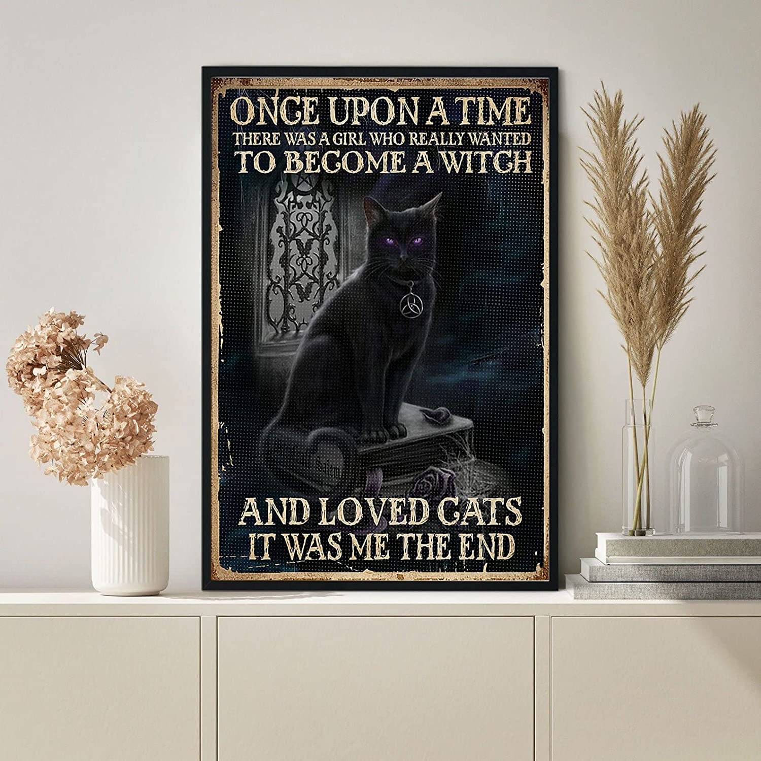 A Girl Who Wanted To Become A Witch And Loved Cats Poster Halloween Home Decor Black Cat Halloween Decor Black Cat Post