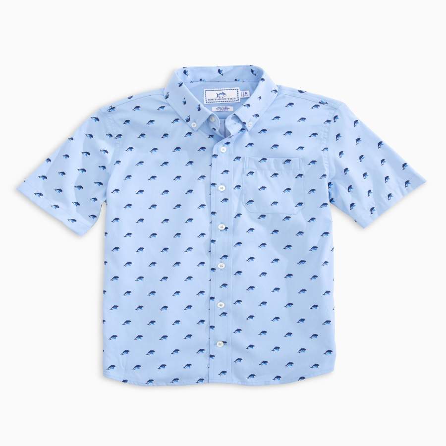 Boys Dolphin Intercoastal Performance Short Sleeve Button Down Shirt