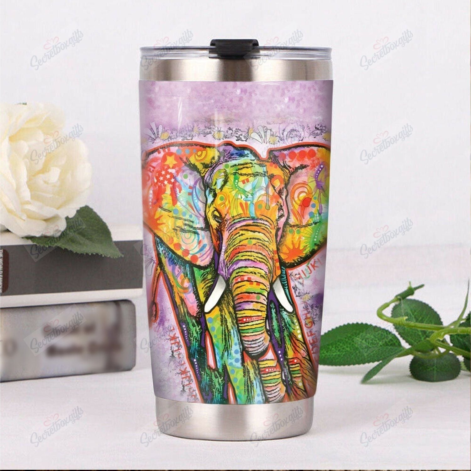 Personalized Elephant Th1610726Cl Stainless Steel Tumbler Travel Customize Name, Text, Number, Image