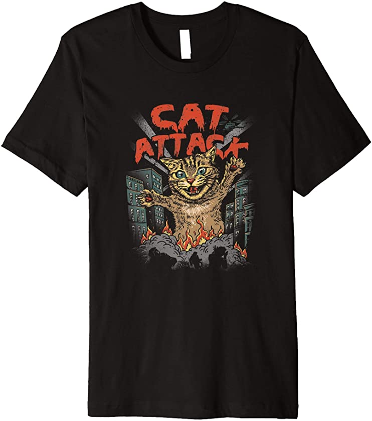 Cat Attack Destroys City Cats Kittens Lovers Gift Premium T-Shirt