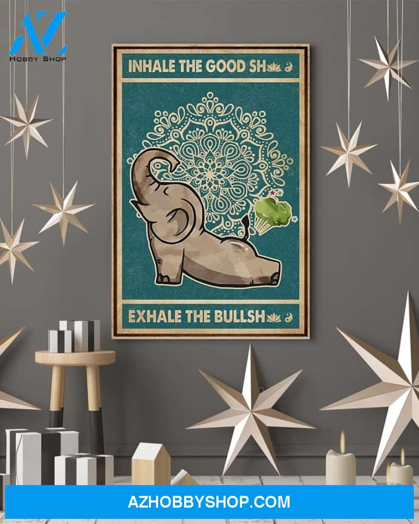 Funny Yoga Exhale Elephant Canvas And Poster