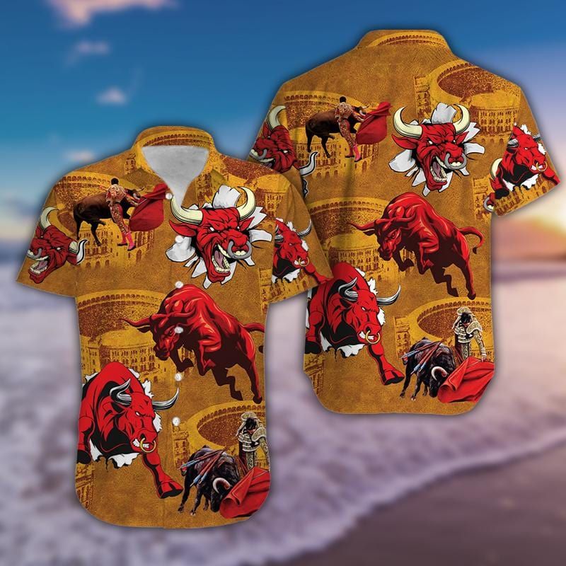 Hawaii Aloha Shirts Red Bulls And Bullfighter Ha3909