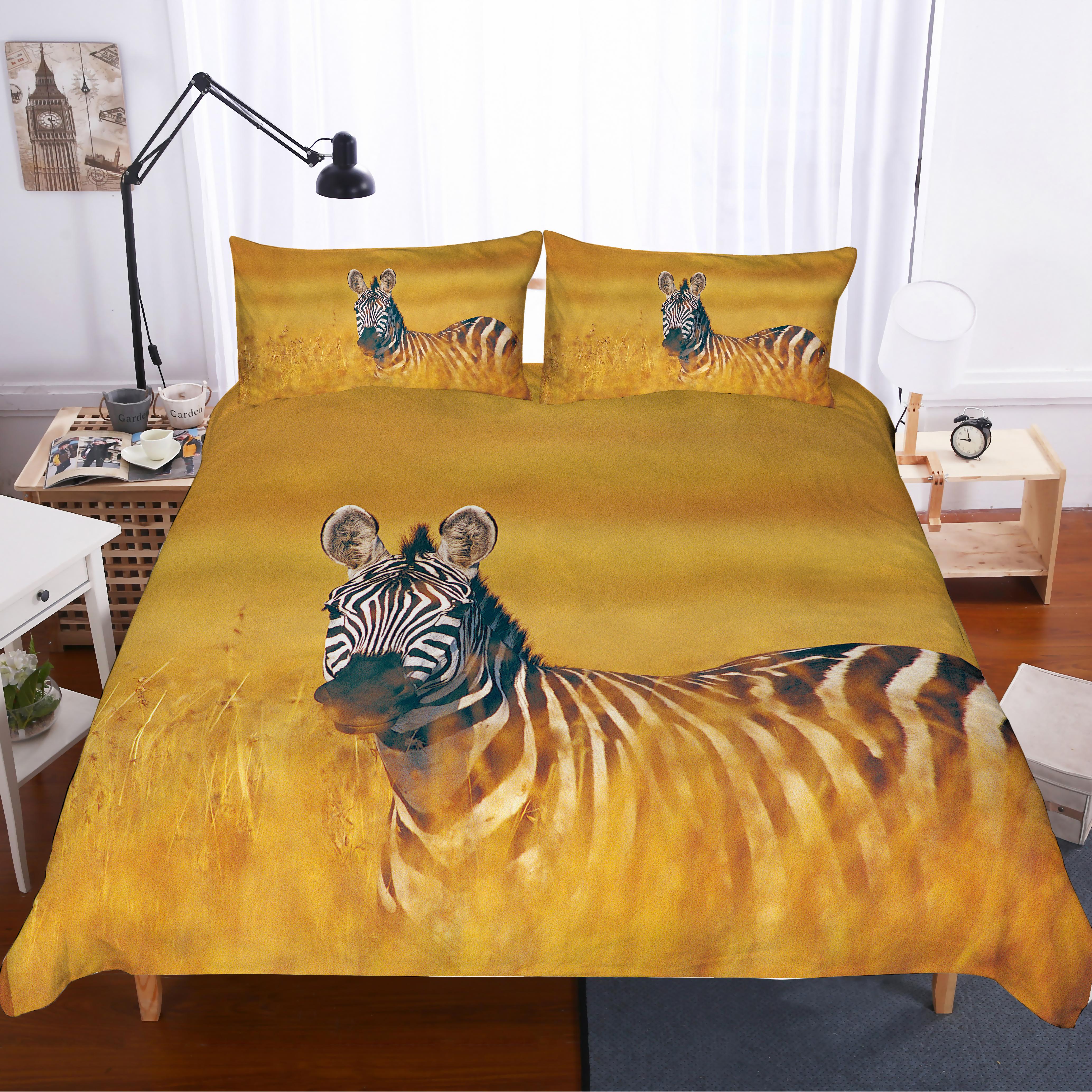 3D Prairie Animals Zebra Quilt Cover Set Bedding Set Pillowcases 51