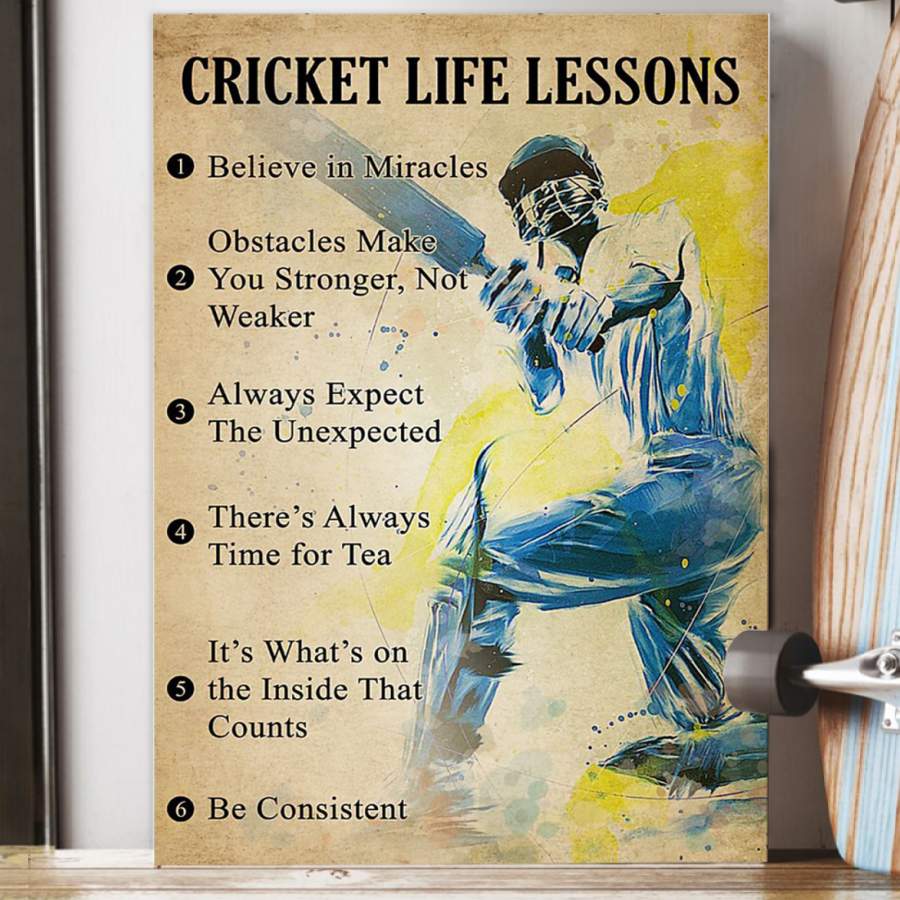 Cricket Life Lessons  Unique Custom Design  Poster  Gift  For Sport Lovers