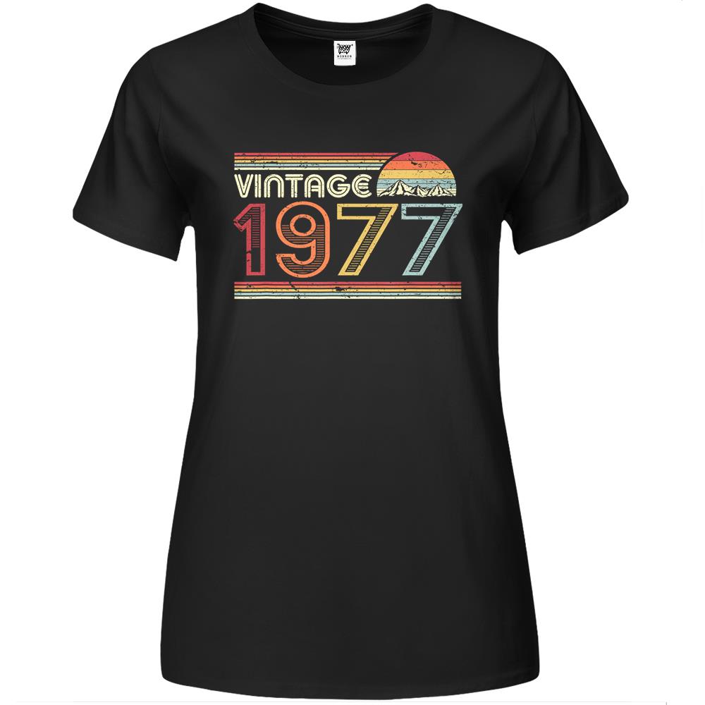 1977 Vintage Shirt, Birthday Gift Tee. Retro Style Premium Womens Tshirts