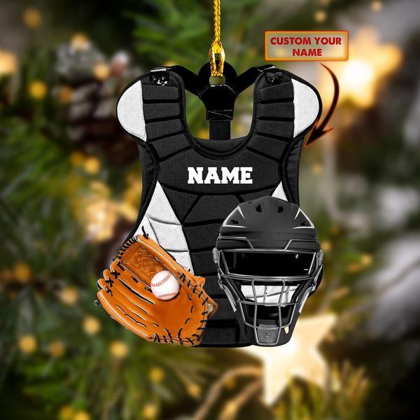 Baseball Catcher Chest Protector And Helmet Christmas Ornament