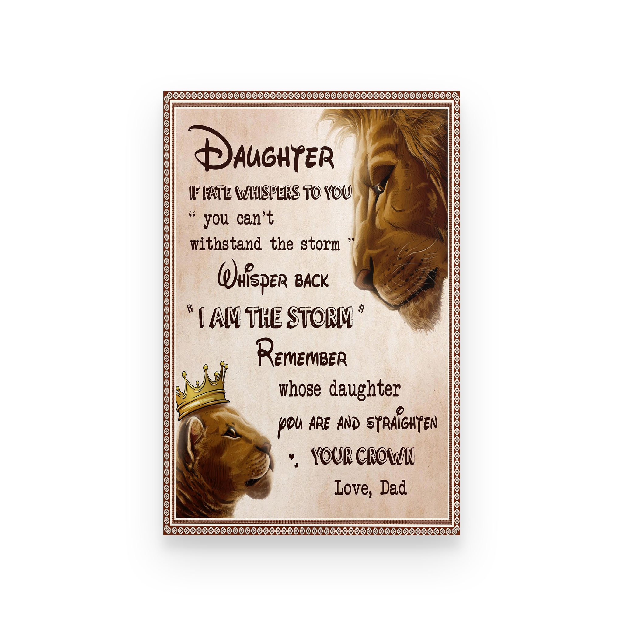 Lion poster dad to daughter if fate whispers to you