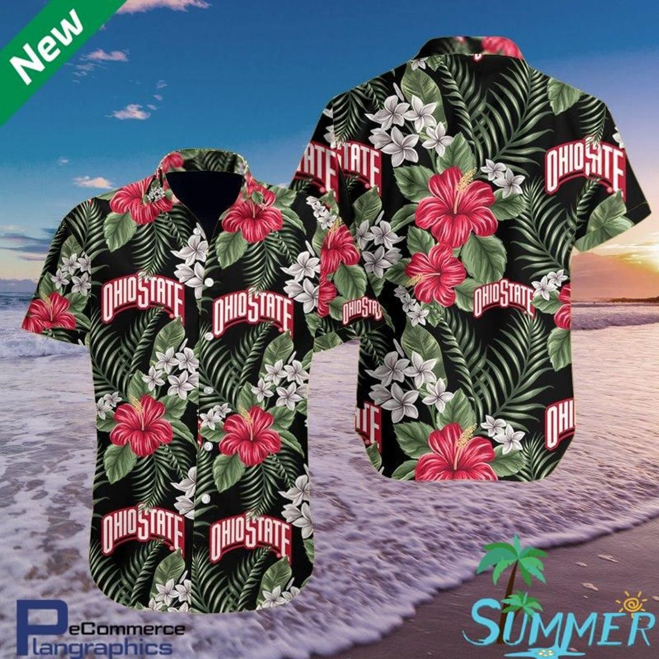 NCCA Ohio State Buckeyes Flower Green Hawaiian Shirt